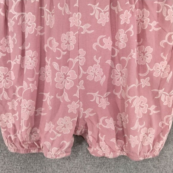 NEW! VTG baby GAP 1pc Romper Girls Size 12-18m Pink White Floral Stretch Knit - Picture 3 of 10